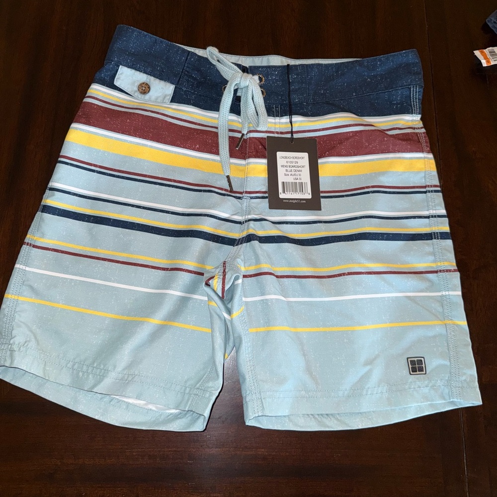 Insight Brand  Blue and Yellow Striped Board Shorts